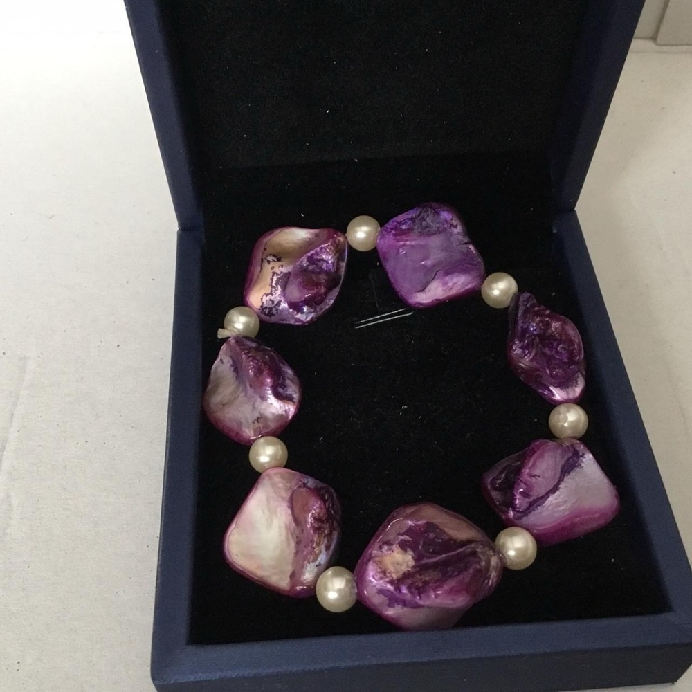 Purple and Gold Chunky Stone Bracelet